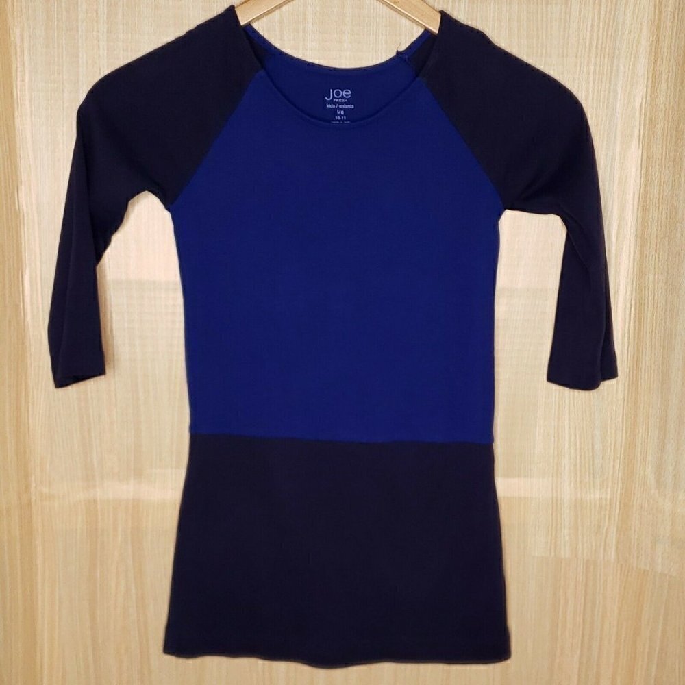 Joe Fresh Girls Two Tone Knit Blue Dress Large